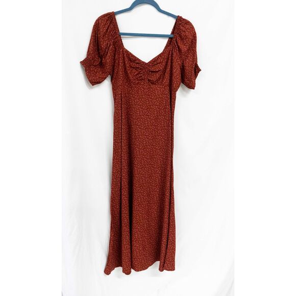 Madewell Sweetheart Puff Sleeve Midi Dress in Carmine Floral - Picture 4 of 14